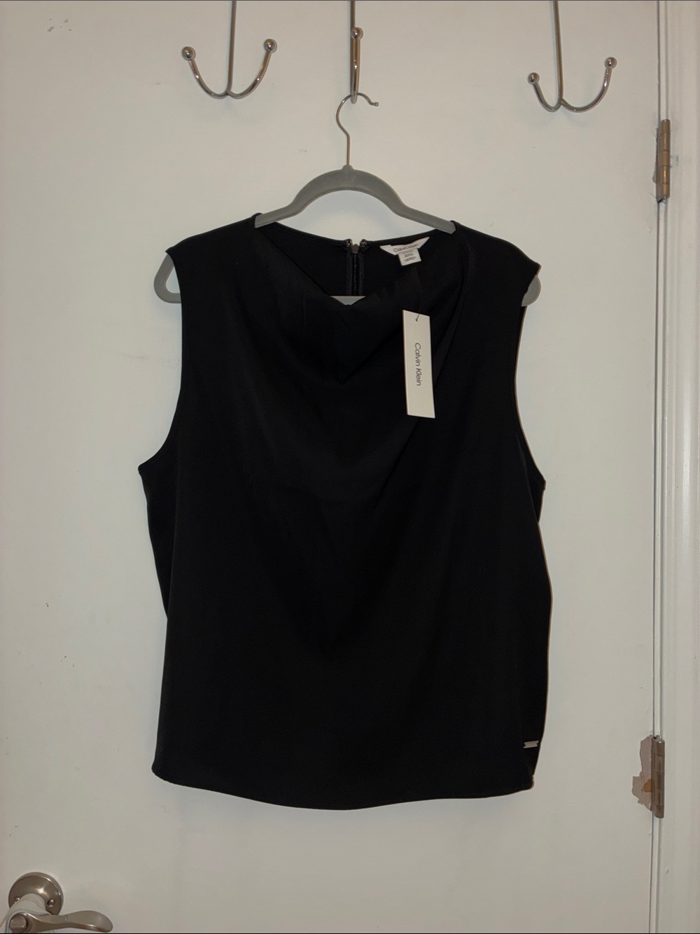 Calvin Klein Black Sleeveless Cowl Neck Tank Top